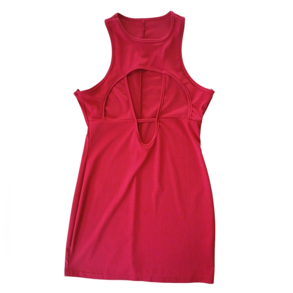 Red Backless Halter Sheath Dress Size Large